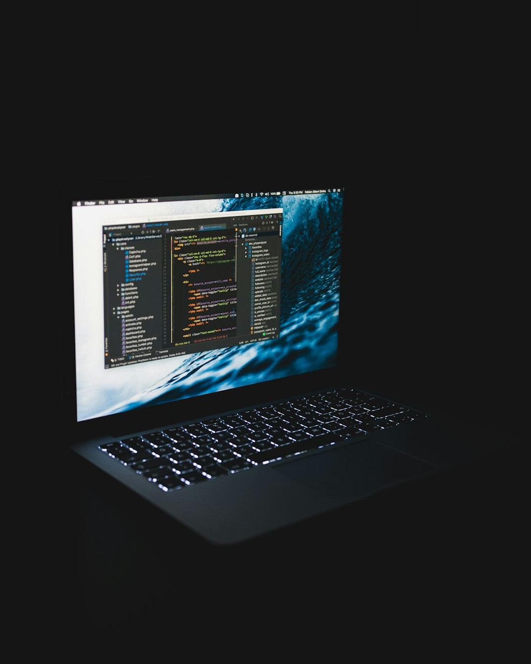 software code on laptop screen